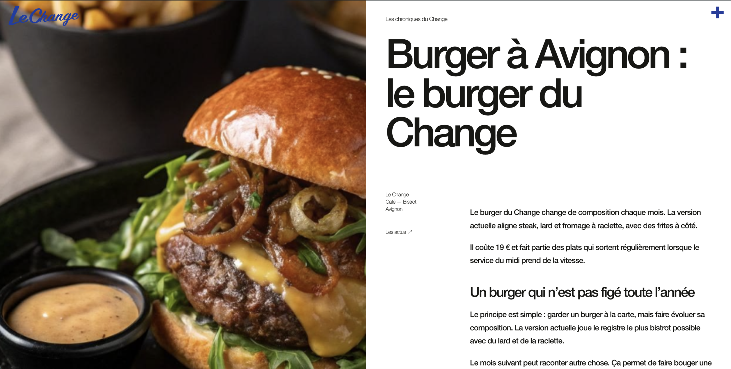 Mise en page éditoriale du site Le Change à Avignon