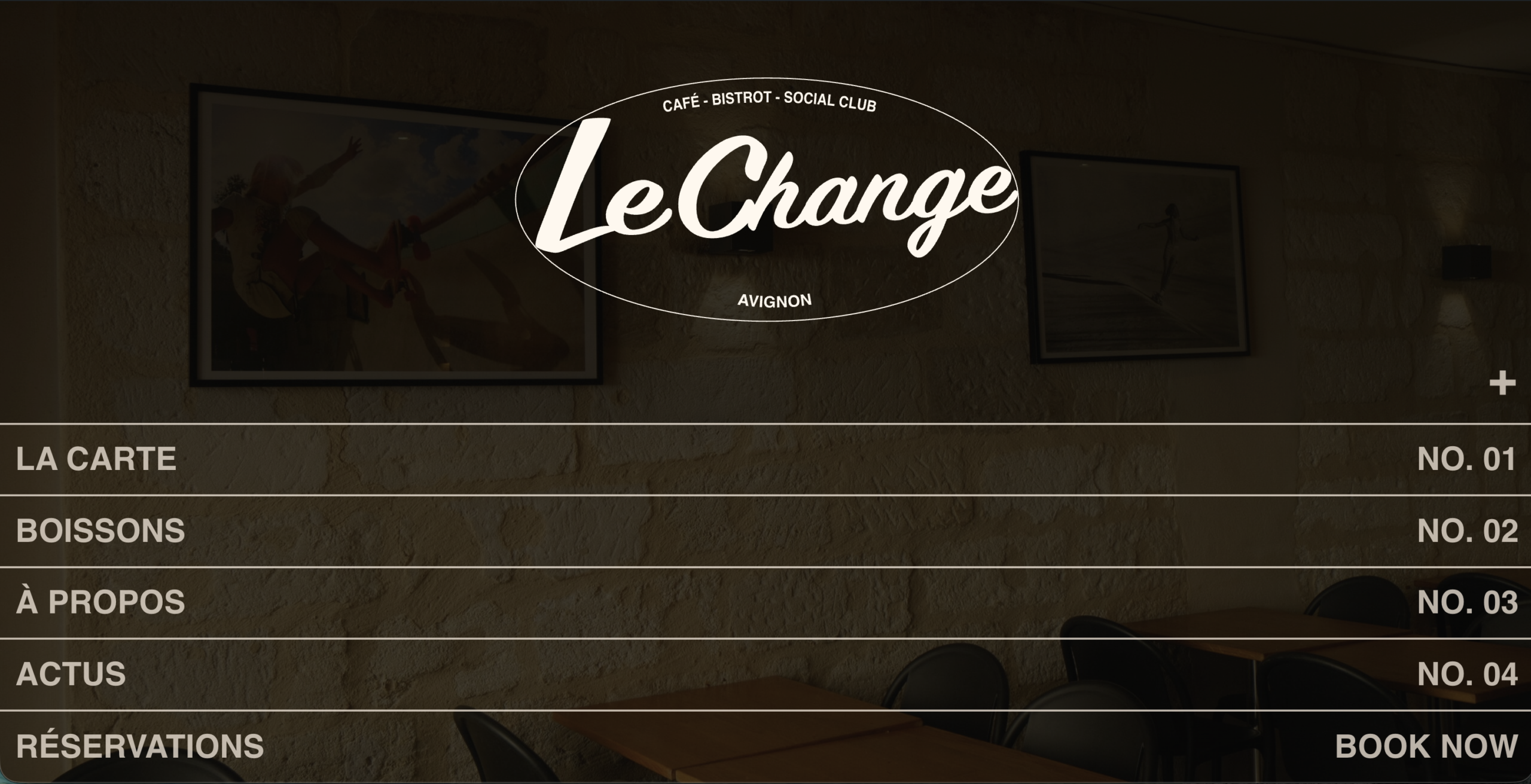 Page du site internet du café-restaurant Le Change à Avignon