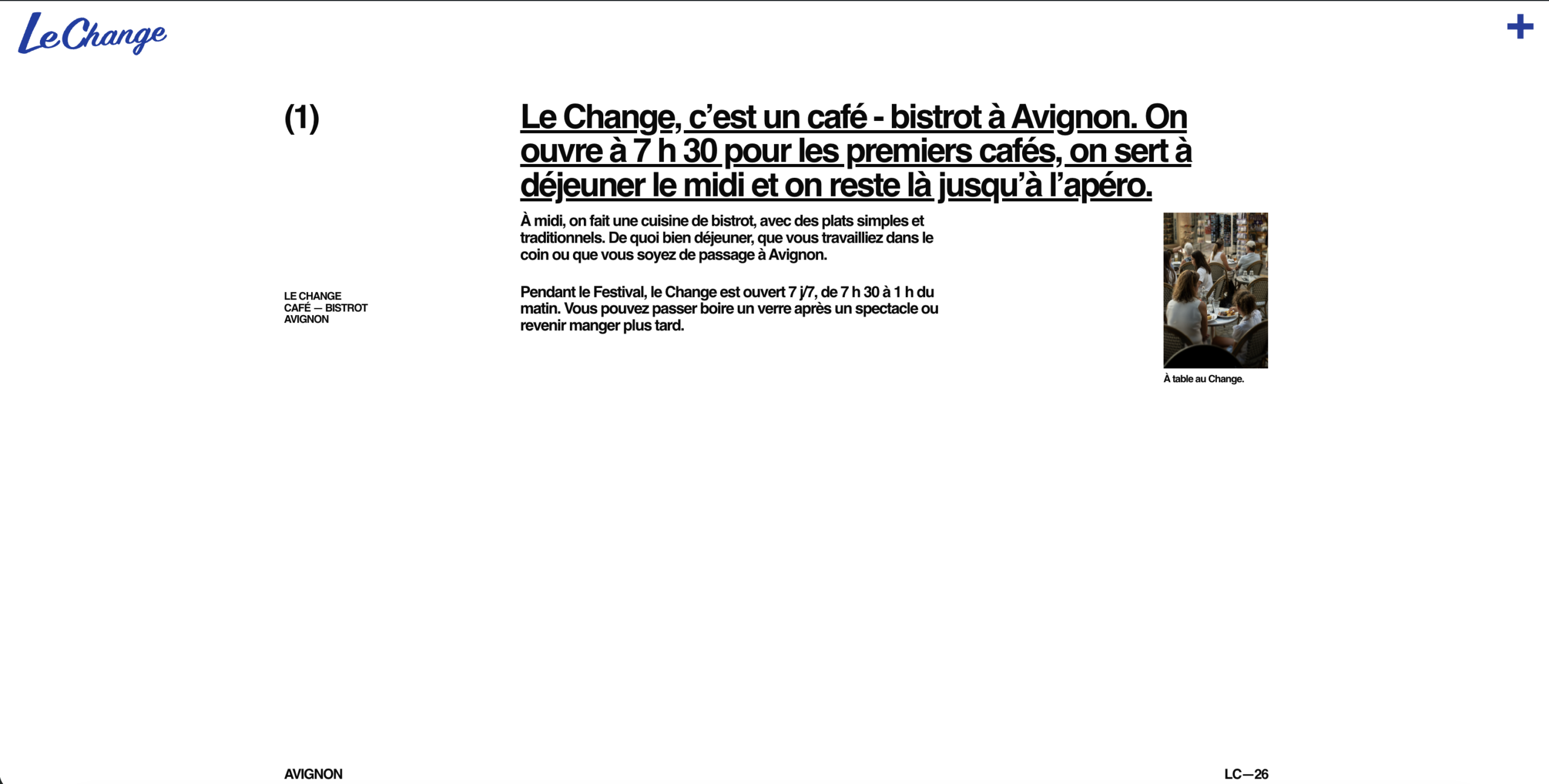 Présentation du site internet Le Change à Avignon