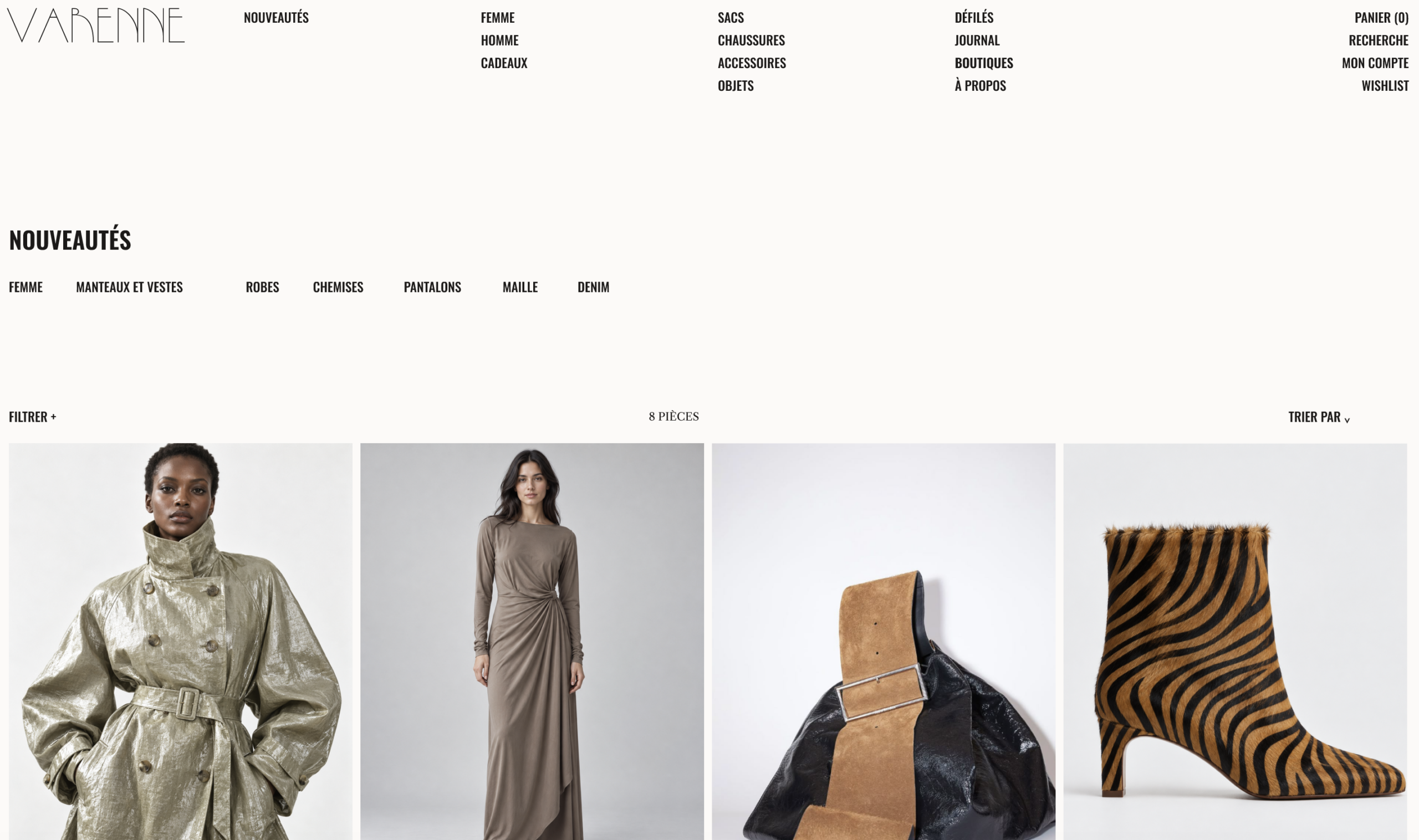 Site internet pour une marque de luxe "Varenne" réalisé sur Figma par Minuit d’Orsay